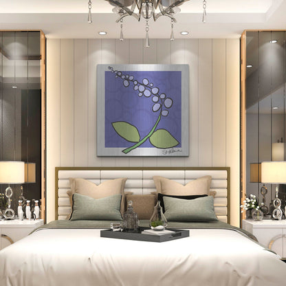 Luxe Metal Art 'Abstract Floral on Periwinkle' by St. Hilaire Elizabeth, Metal Wall Art,36x36
