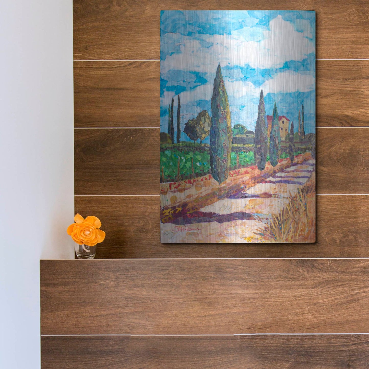 Luxe Metal Art 'Tuscan Villa' by St. Hilaire Elizabeth, Metal Wall Art,12x16