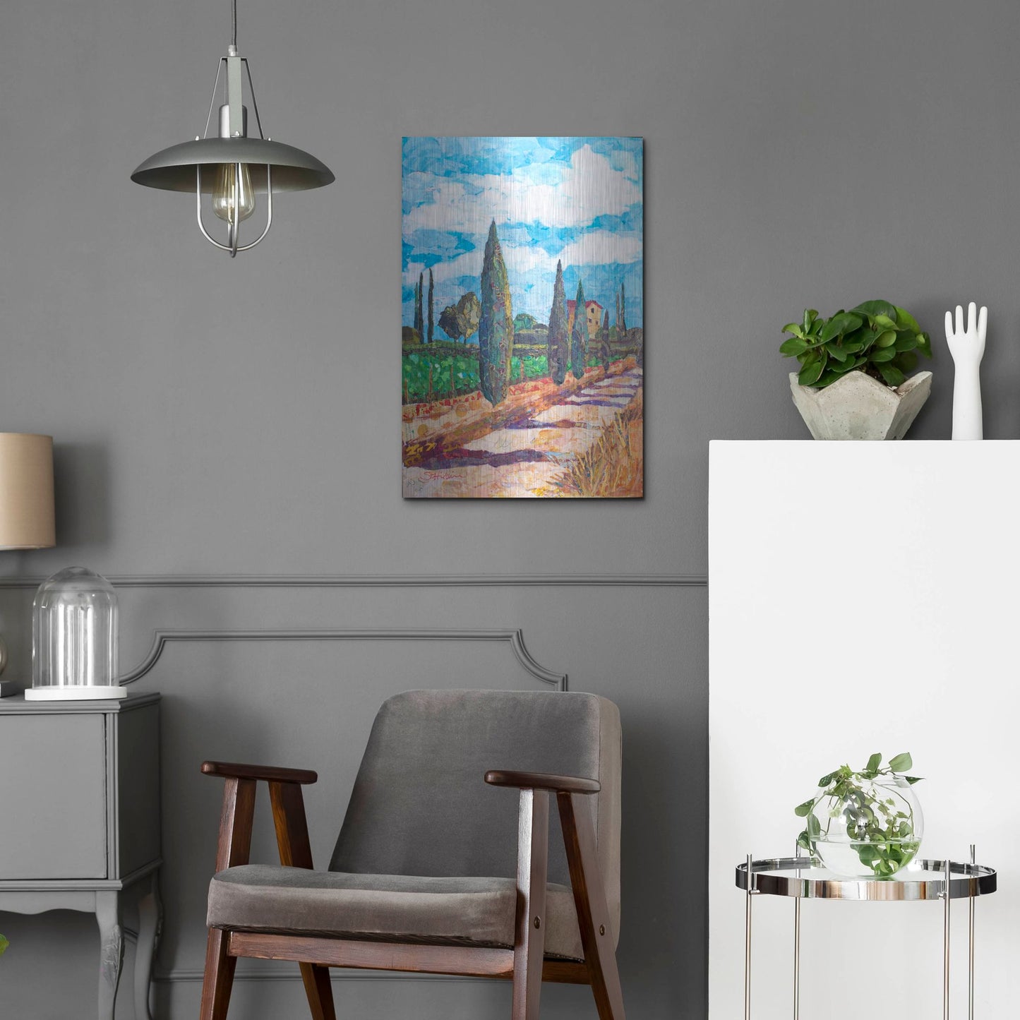 Luxe Metal Art 'Tuscan Villa' by St. Hilaire Elizabeth, Metal Wall Art,16x24