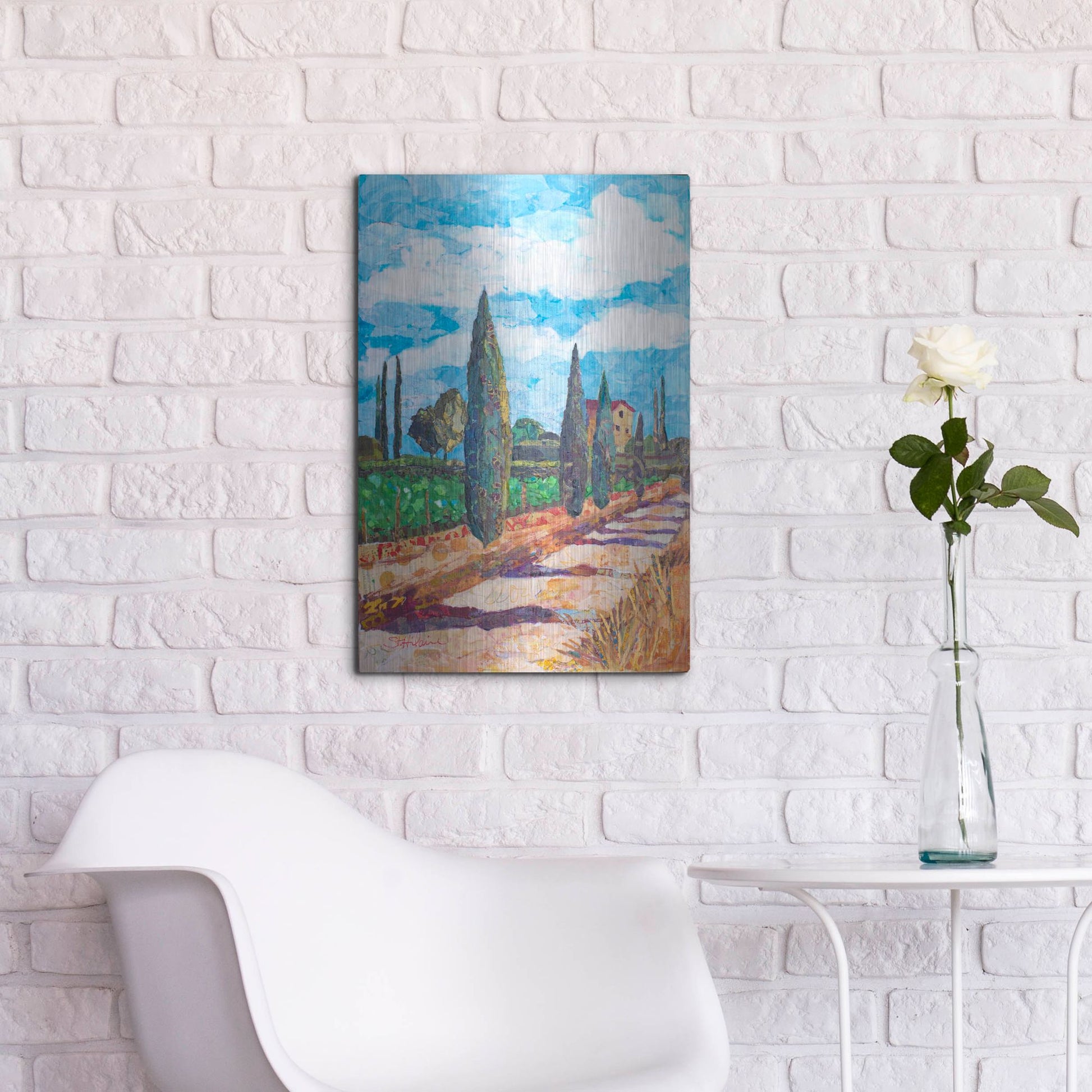 Luxe Metal Art 'Tuscan Villa' by St. Hilaire Elizabeth, Metal Wall Art,16x24