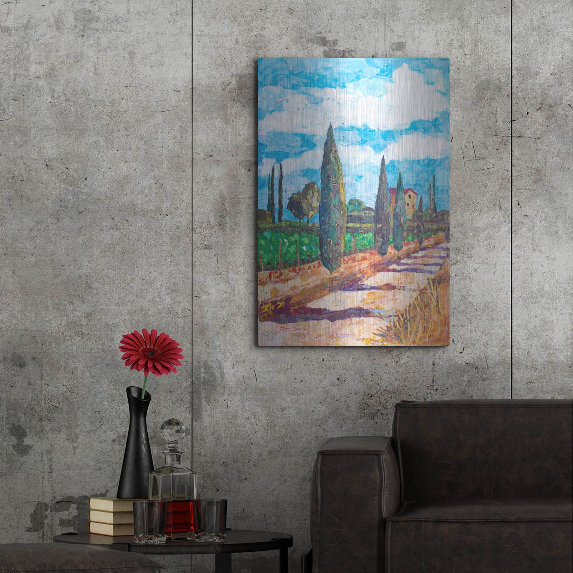 Luxe Metal Art 'Tuscan Villa' by St. Hilaire Elizabeth, Metal Wall Art,24x36