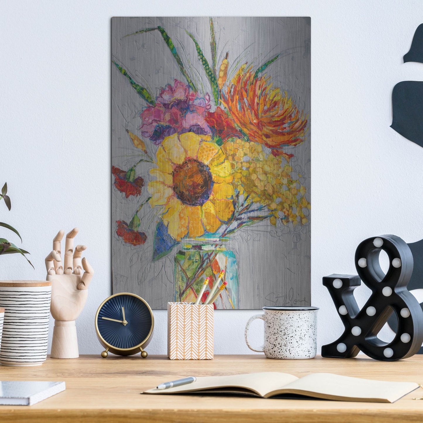 Luxe Metal Art 'Falling For You' by St. Hilaire Elizabeth, Metal Wall Art,12x16