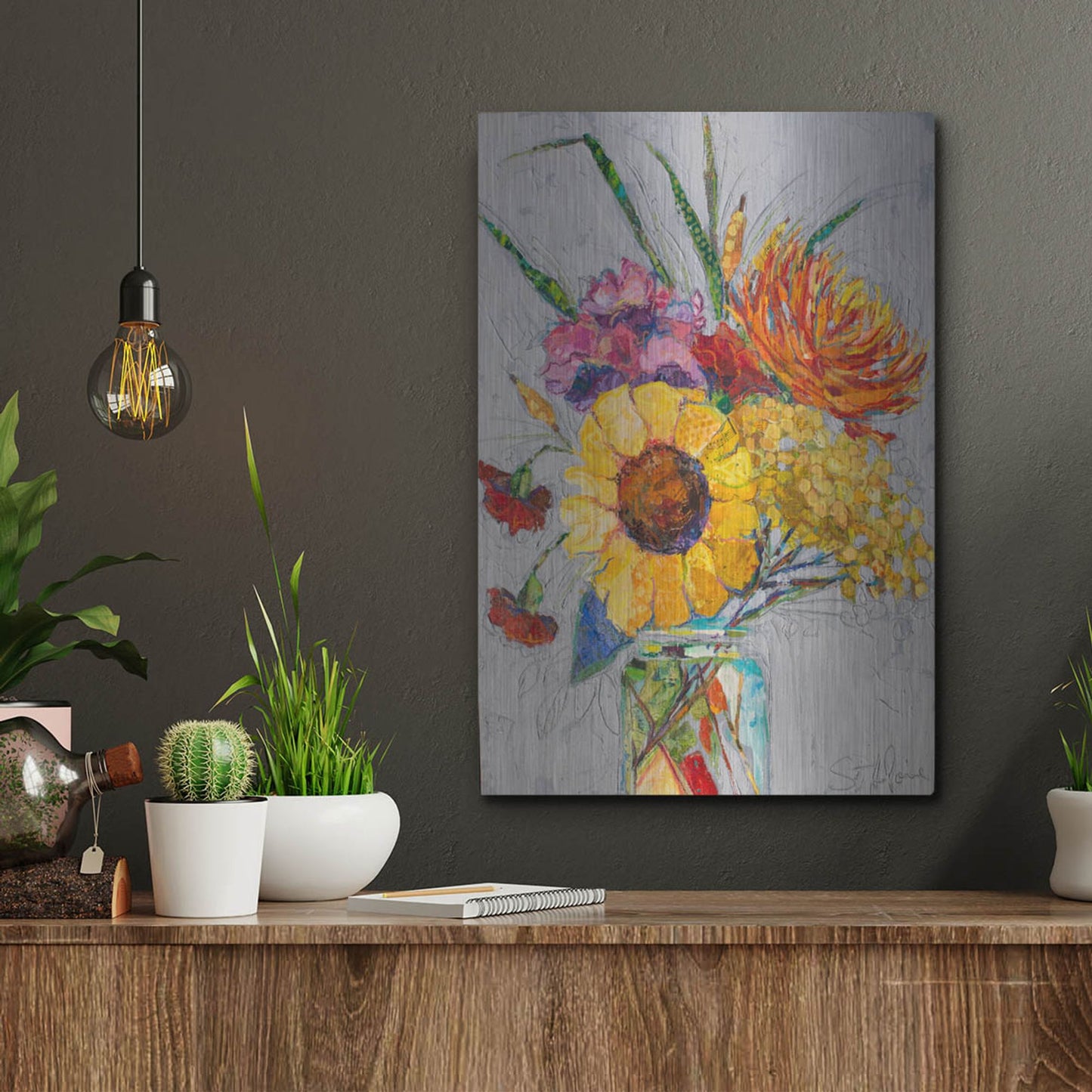 Luxe Metal Art 'Falling For You' by St. Hilaire Elizabeth, Metal Wall Art,12x16