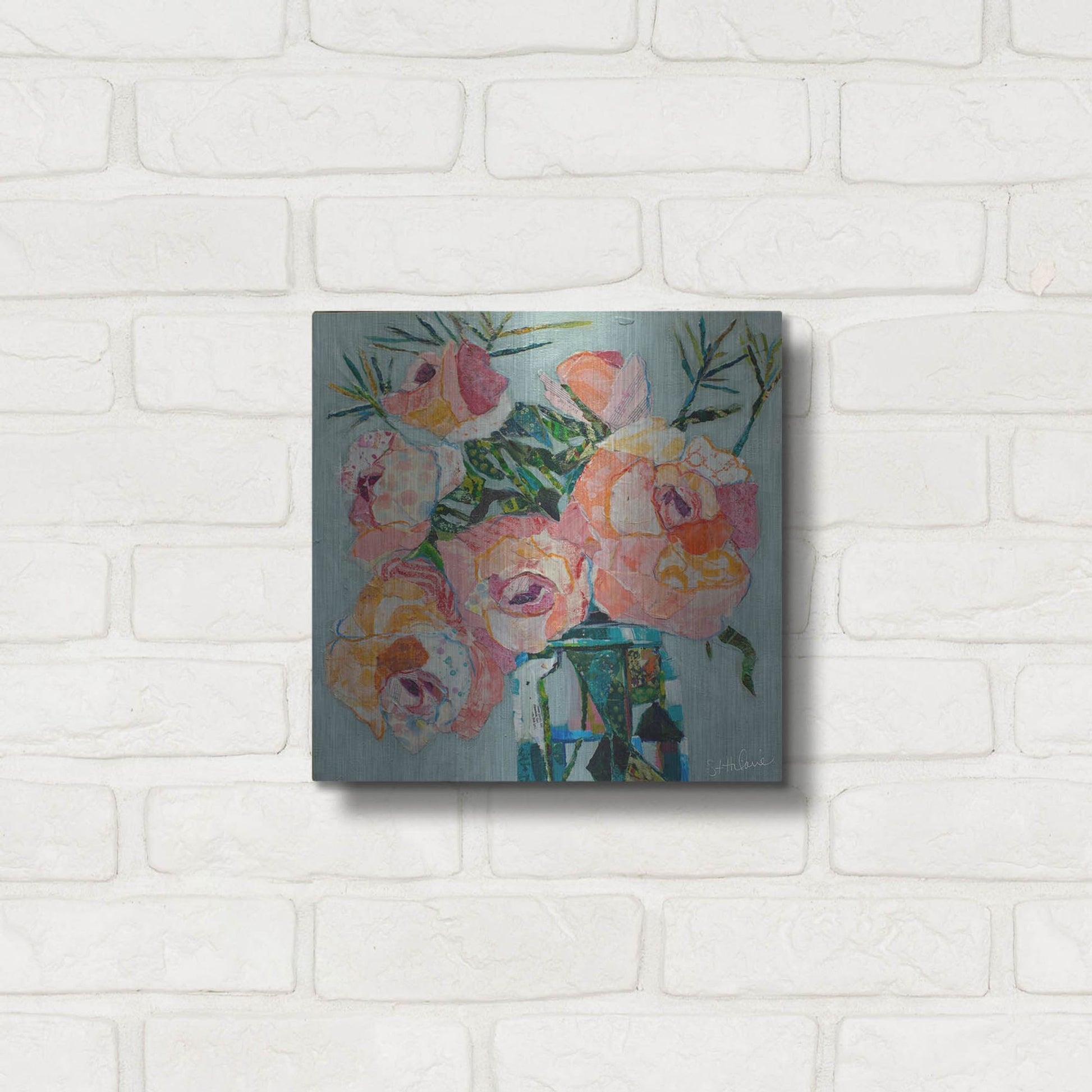 Luxe Metal Art 'Pink Pearl 2' by St. Hilaire Elizabeth, Metal Wall Art,12x12