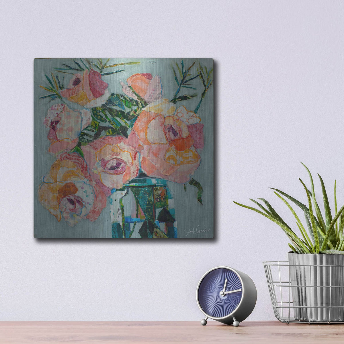 Luxe Metal Art 'Pink Pearl 2' by St. Hilaire Elizabeth, Metal Wall Art,12x12