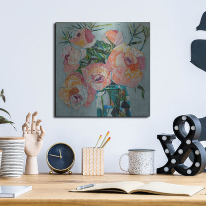 Luxe Metal Art 'Pink Pearl 2' by St. Hilaire Elizabeth, Metal Wall Art,12x12