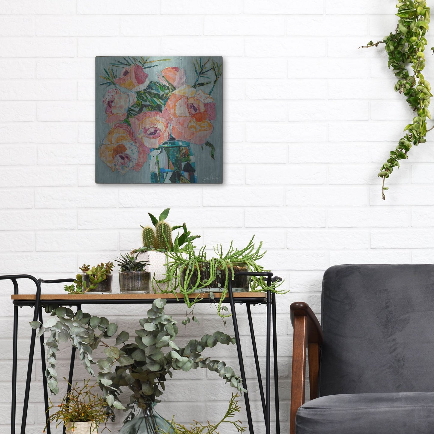 Luxe Metal Art 'Pink Pearl 2' by St. Hilaire Elizabeth, Metal Wall Art,12x12