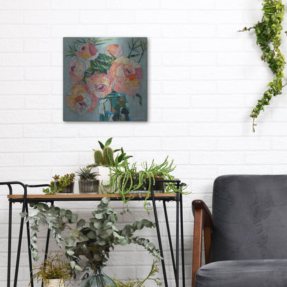 Luxe Metal Art 'Pink Pearl 2' by St. Hilaire Elizabeth, Metal Wall Art,12x12