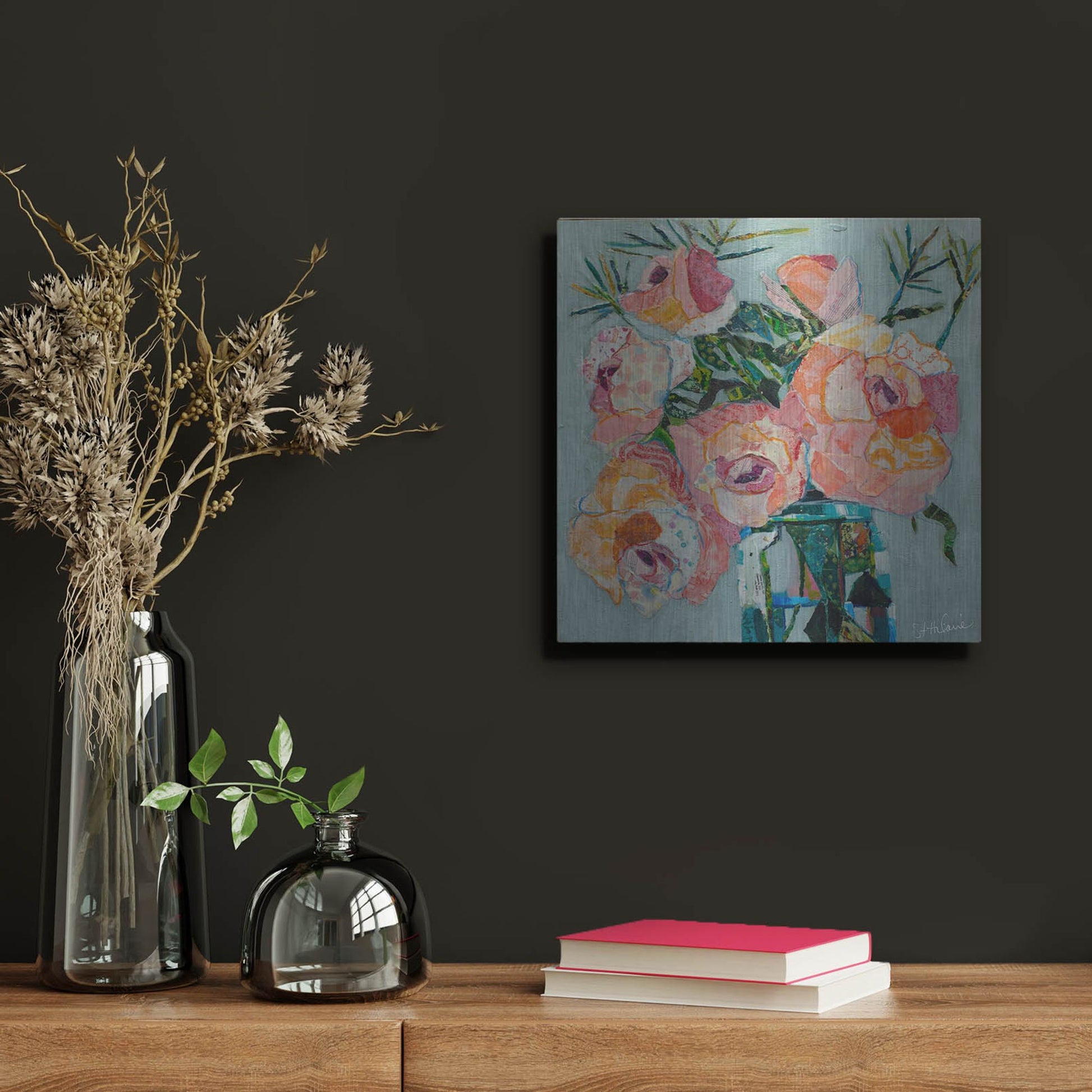 Luxe Metal Art 'Pink Pearl 2' by St. Hilaire Elizabeth, Metal Wall Art,12x12