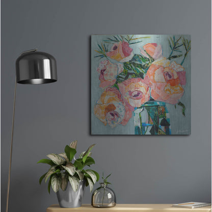 Luxe Metal Art 'Pink Pearl 2' by St. Hilaire Elizabeth, Metal Wall Art,24x24