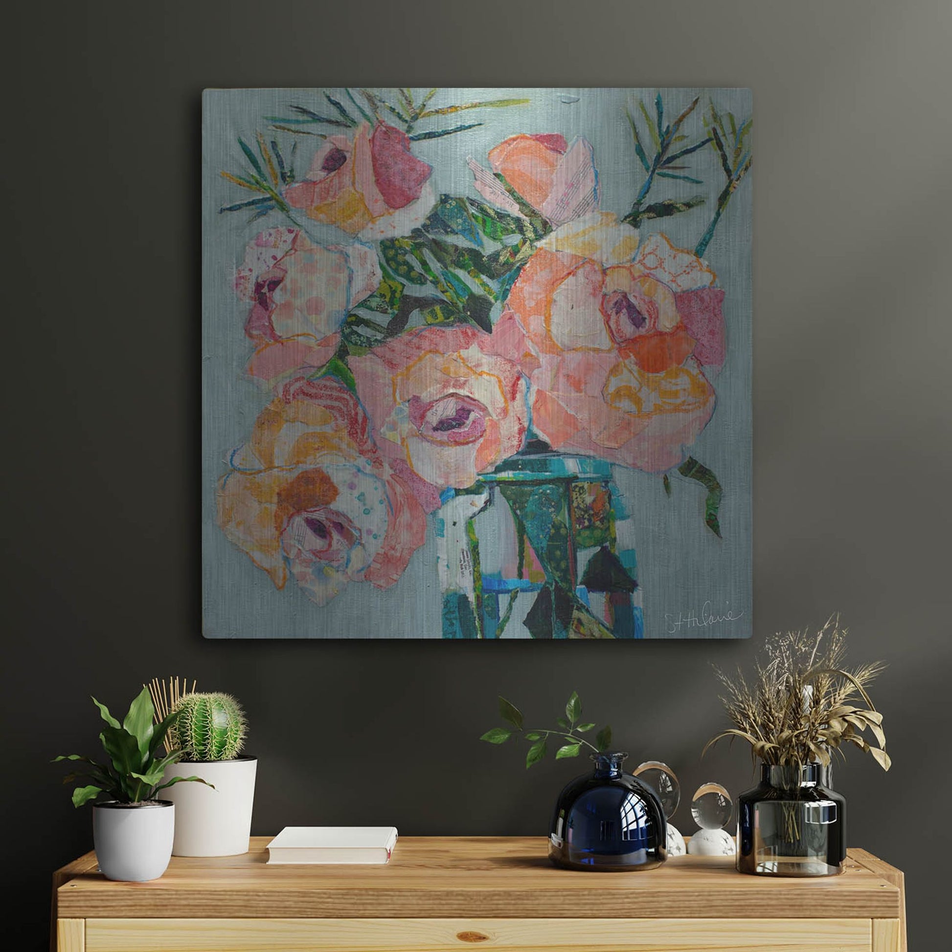 Luxe Metal Art 'Pink Pearl 2' by St. Hilaire Elizabeth, Metal Wall Art,24x24