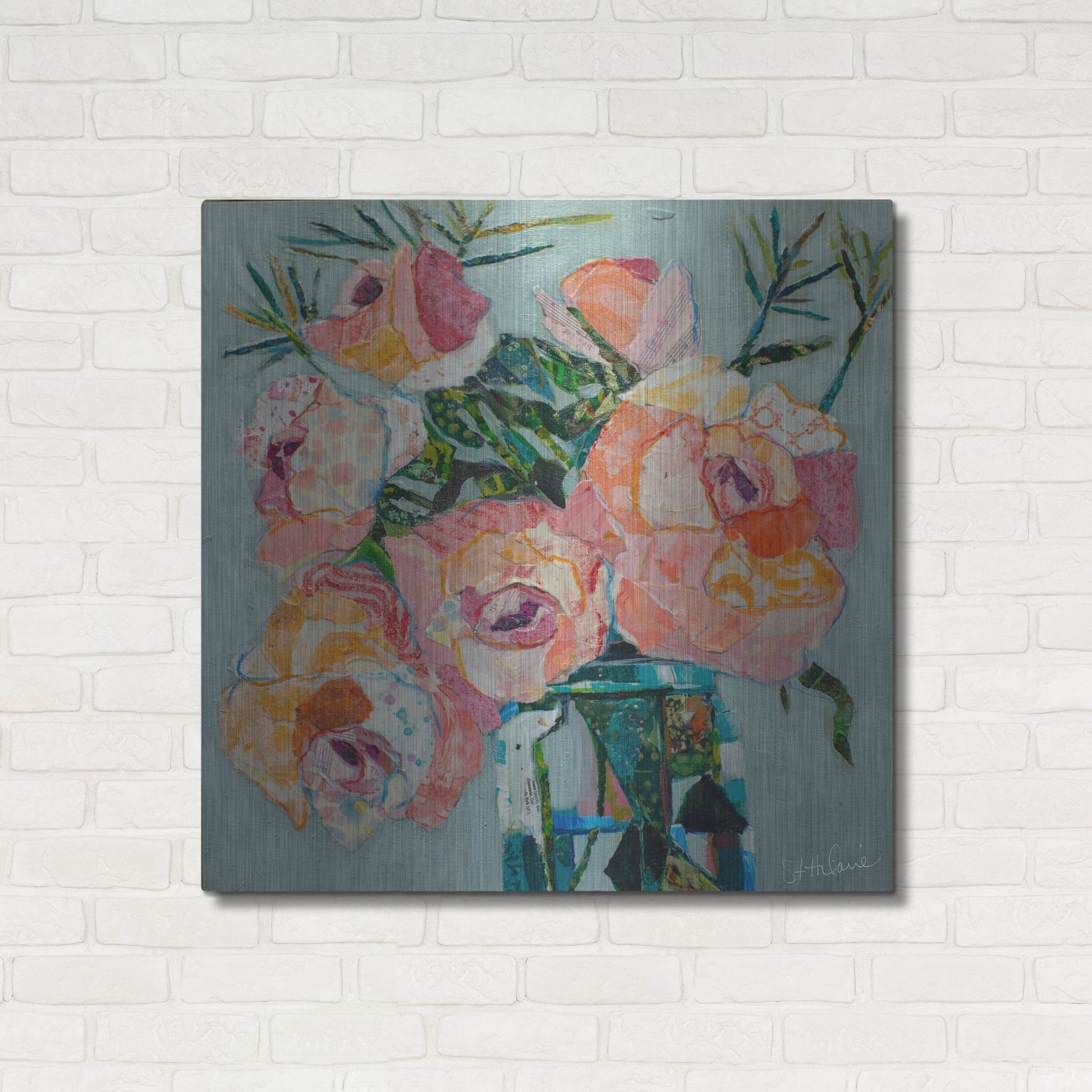 Luxe Metal Art 'Pink Pearl 2' by St. Hilaire Elizabeth, Metal Wall Art,36x36