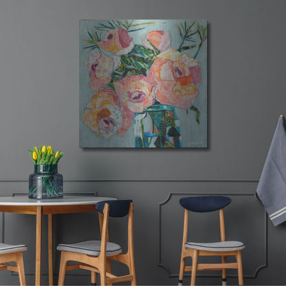 Luxe Metal Art 'Pink Pearl 2' by St. Hilaire Elizabeth, Metal Wall Art,36x36