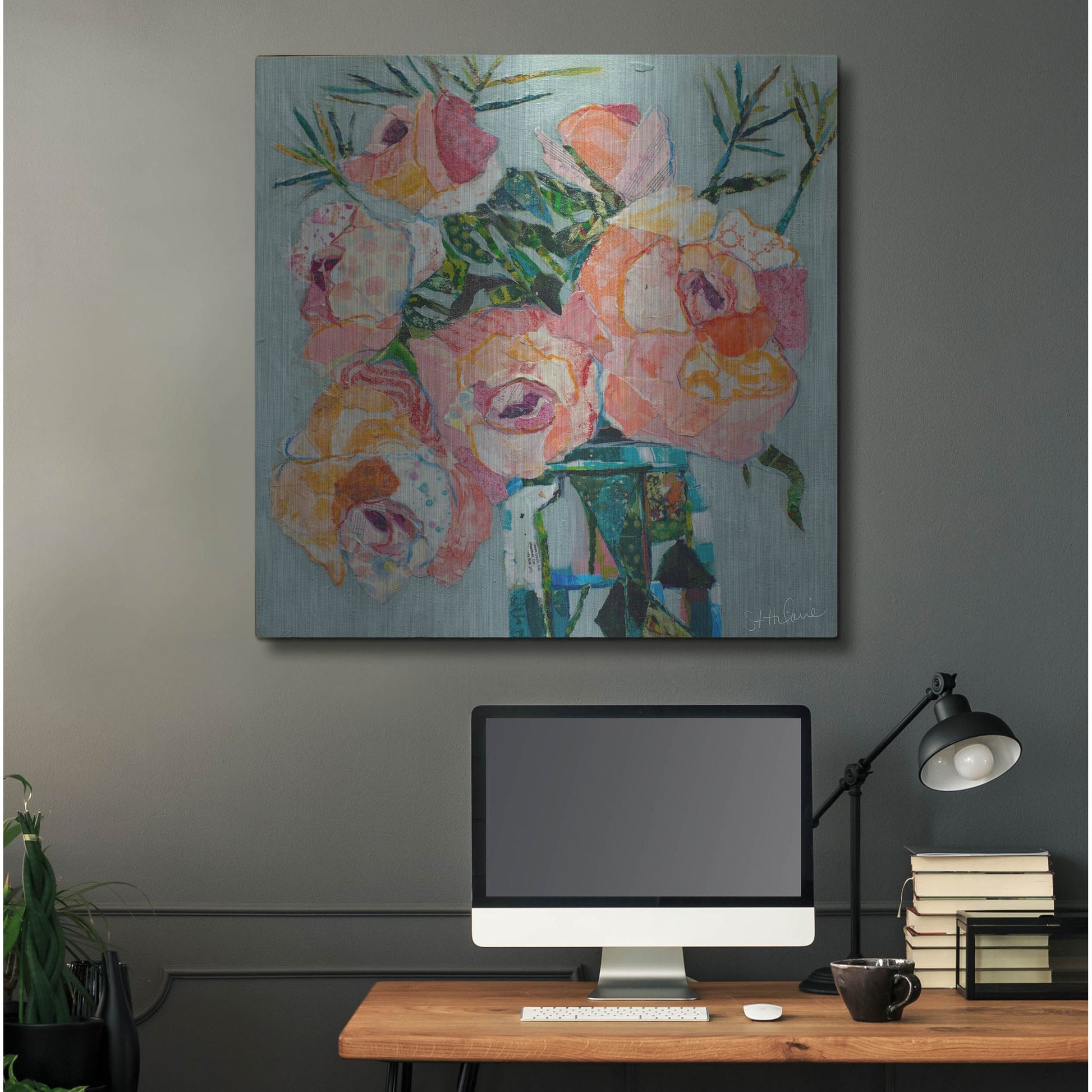 Luxe Metal Art 'Pink Pearl 2' by St. Hilaire Elizabeth, Metal Wall Art,36x36