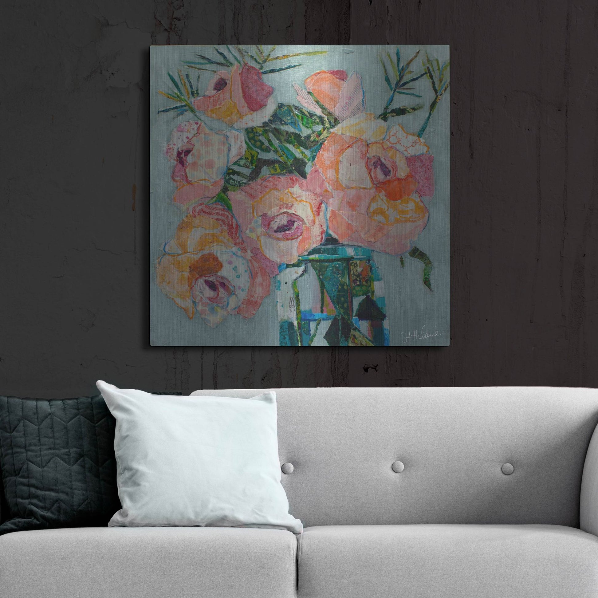 Luxe Metal Art 'Pink Pearl 2' by St. Hilaire Elizabeth, Metal Wall Art,36x36