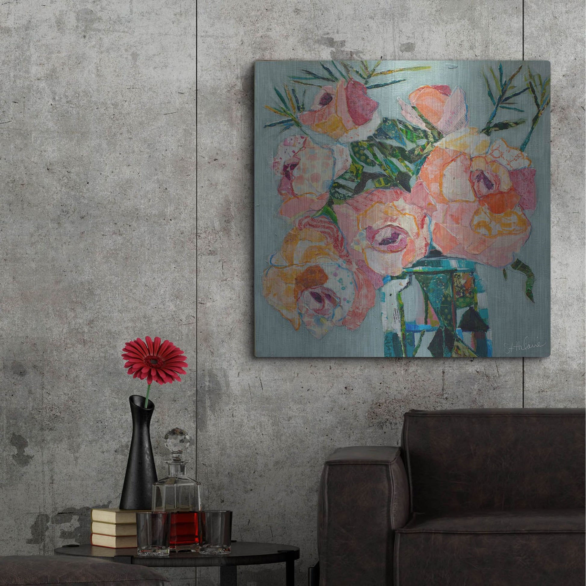 Luxe Metal Art 'Pink Pearl 2' by St. Hilaire Elizabeth, Metal Wall Art,36x36