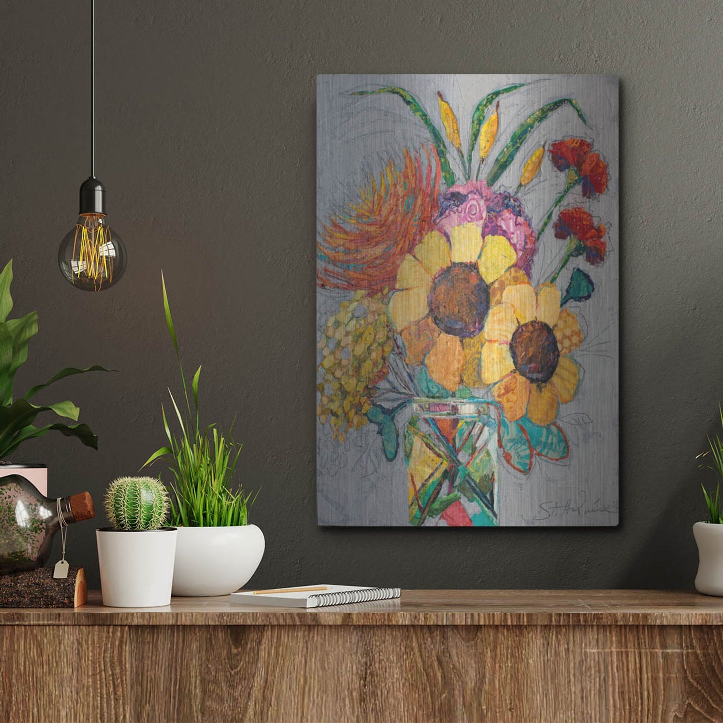 Luxe Metal Art 'Falling For You 2' by St. Hilaire Elizabeth, Metal Wall Art,12x16