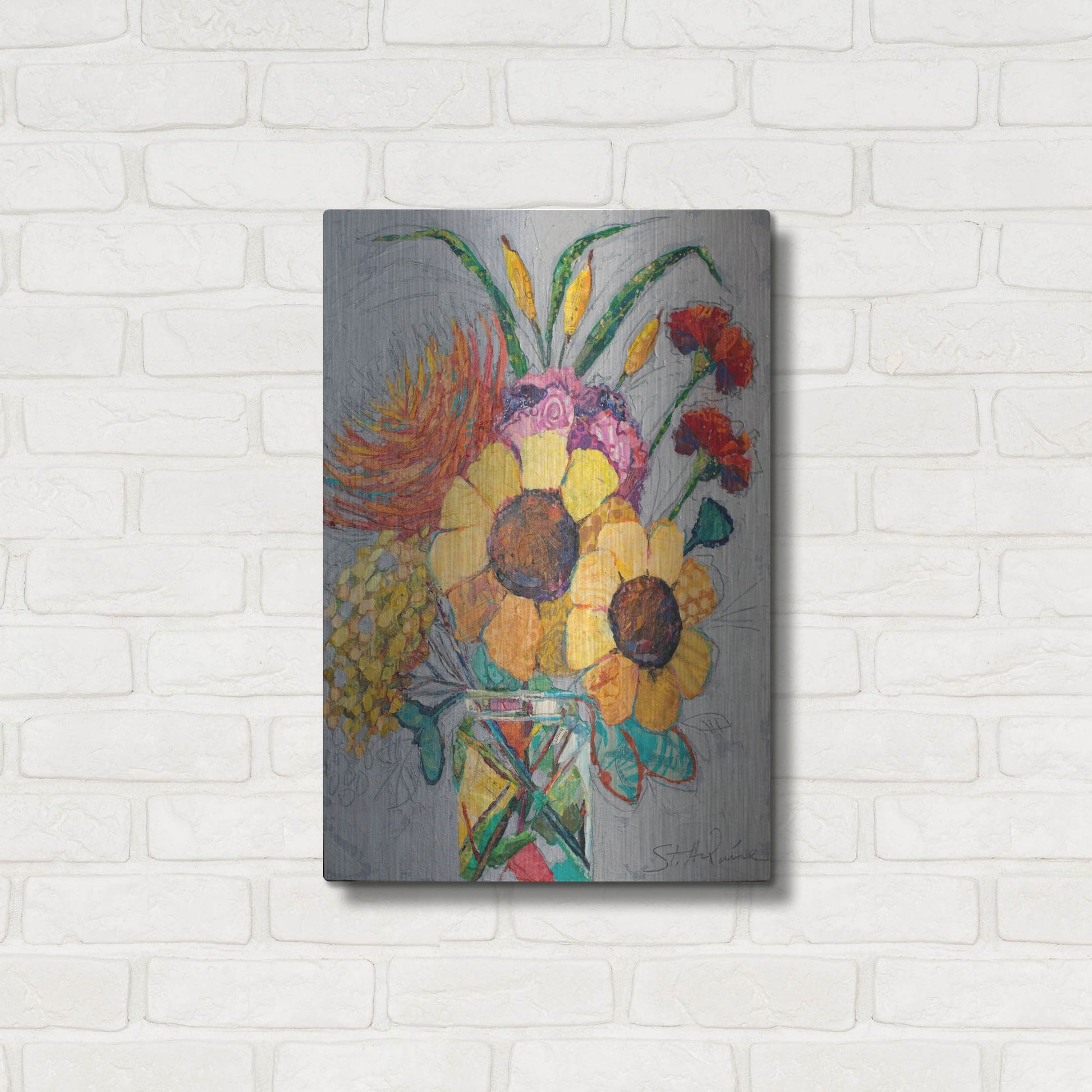 Luxe Metal Art 'Falling For You 2' by St. Hilaire Elizabeth, Metal Wall Art,16x24