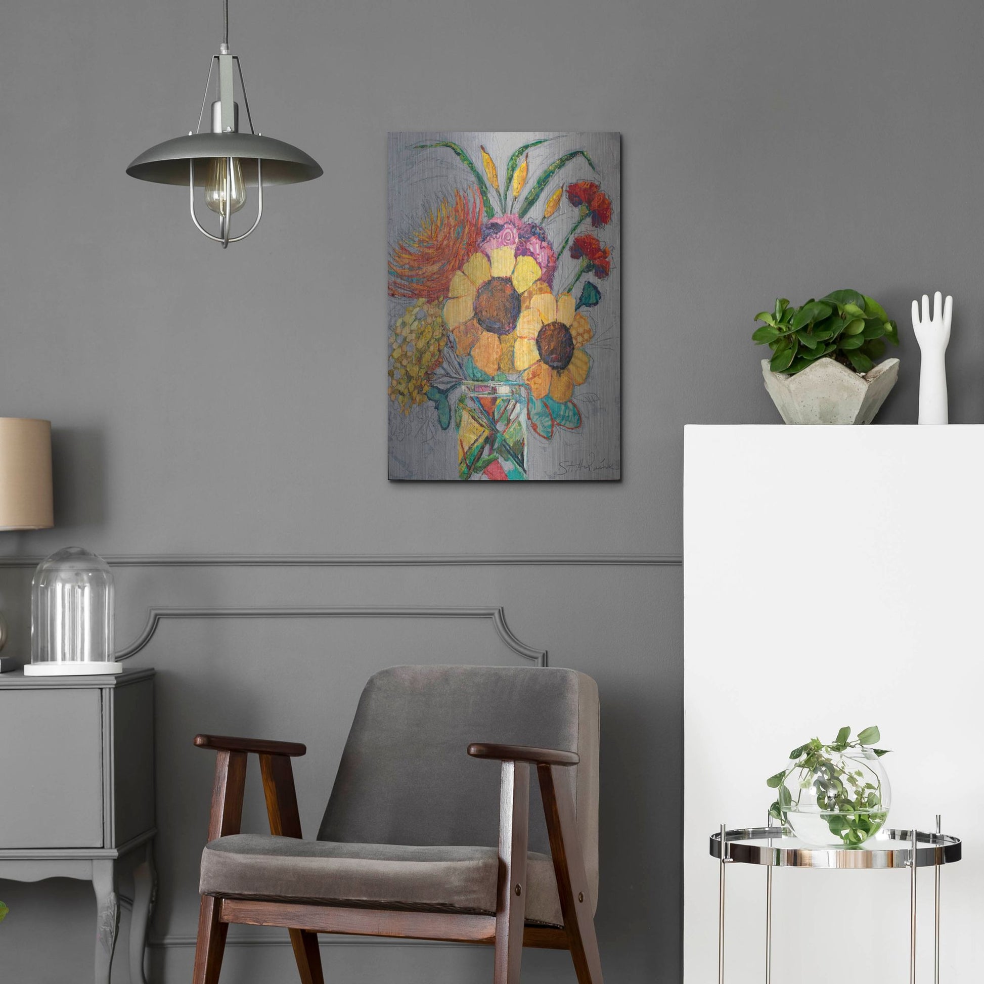 Luxe Metal Art 'Falling For You 2' by St. Hilaire Elizabeth, Metal Wall Art,16x24