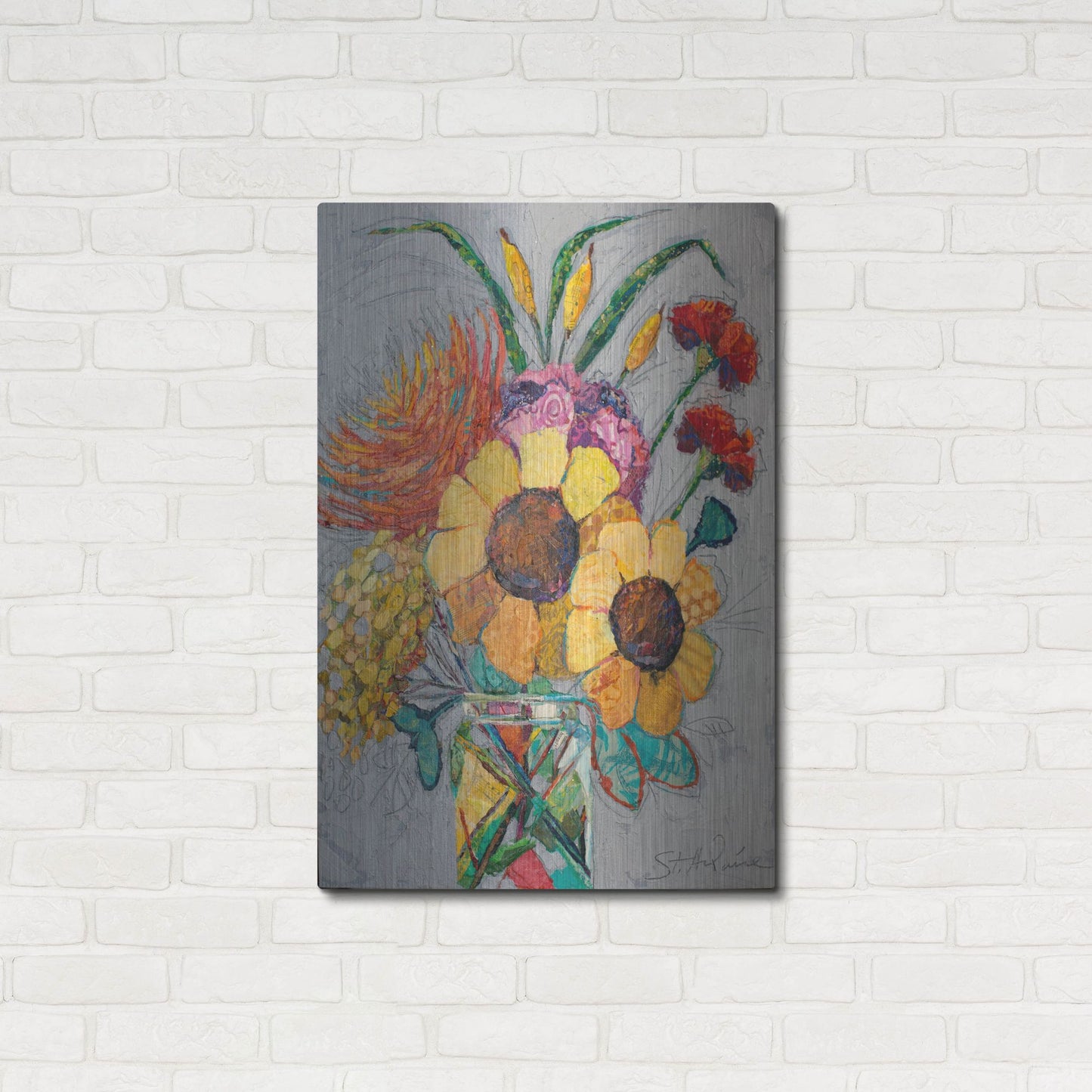 Luxe Metal Art 'Falling For You 2' by St. Hilaire Elizabeth, Metal Wall Art,24x36