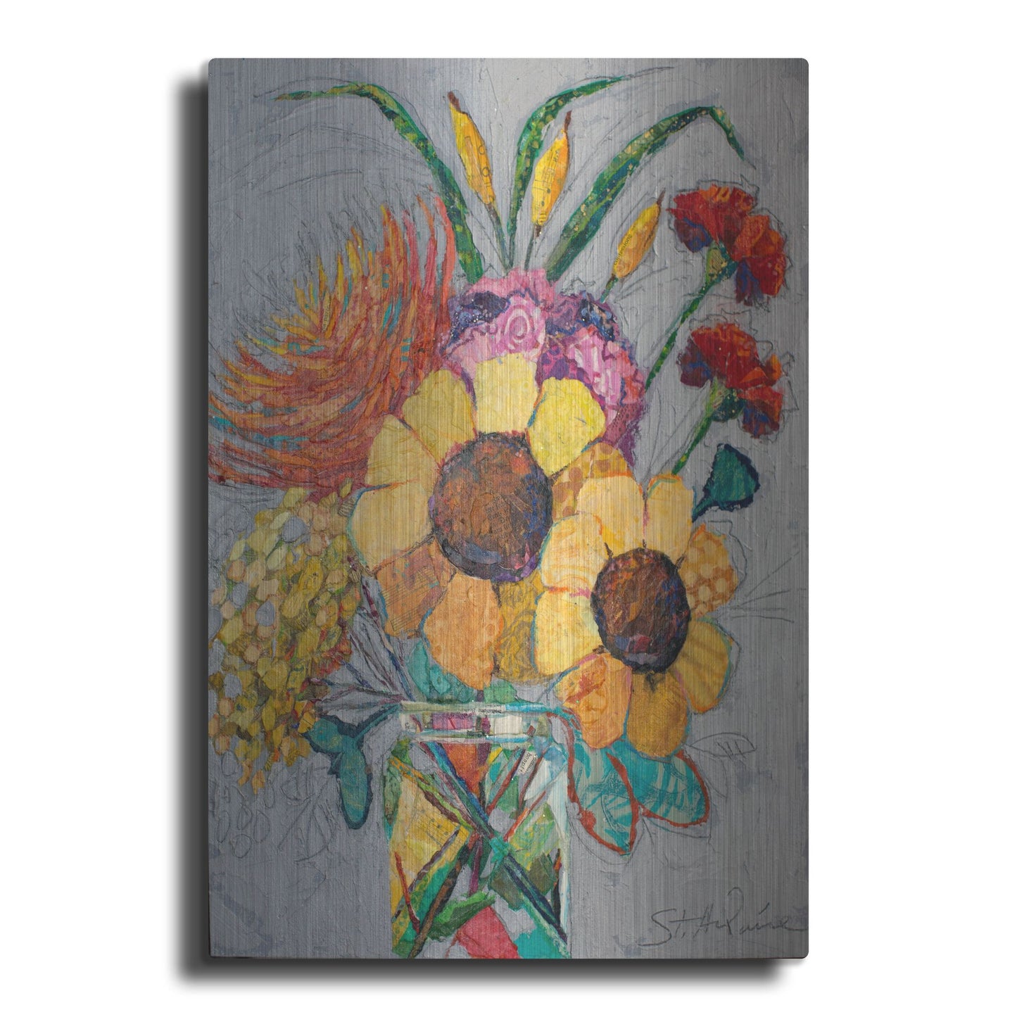 Luxe Metal Art 'Falling For You 2' by St. Hilaire Elizabeth, Metal Wall Art