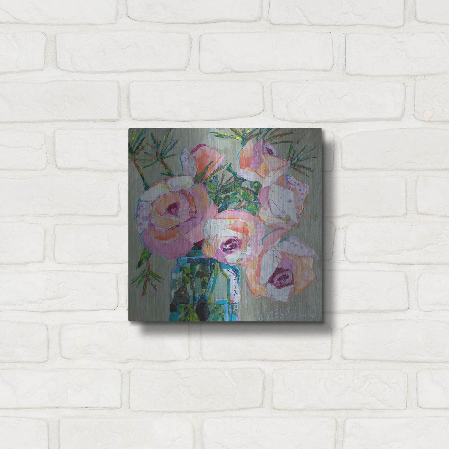 Luxe Metal Art 'Pink Pearl' by St. Hilaire Elizabeth, Metal Wall Art,12x12