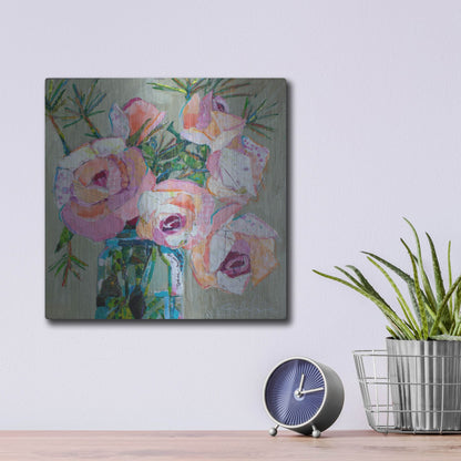 Luxe Metal Art 'Pink Pearl' by St. Hilaire Elizabeth, Metal Wall Art,12x12