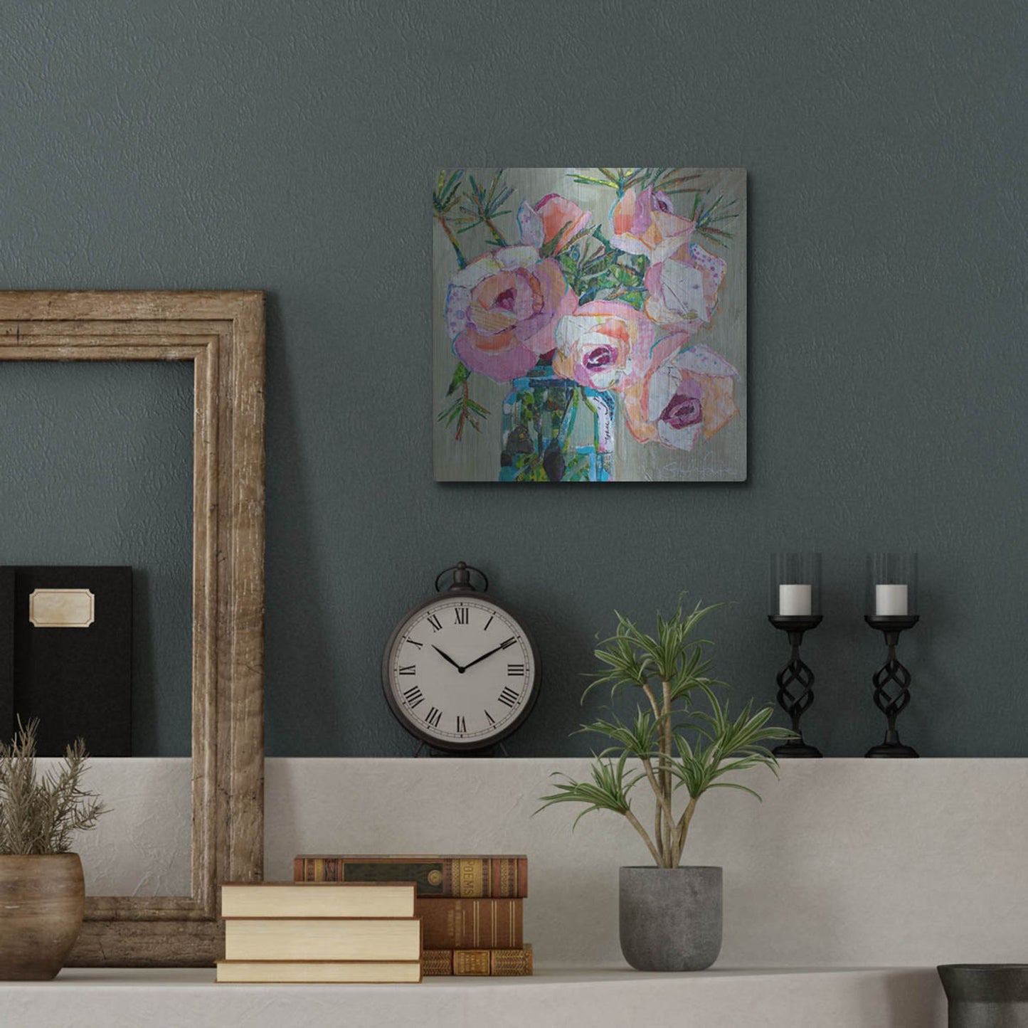 Luxe Metal Art 'Pink Pearl' by St. Hilaire Elizabeth, Metal Wall Art,12x12