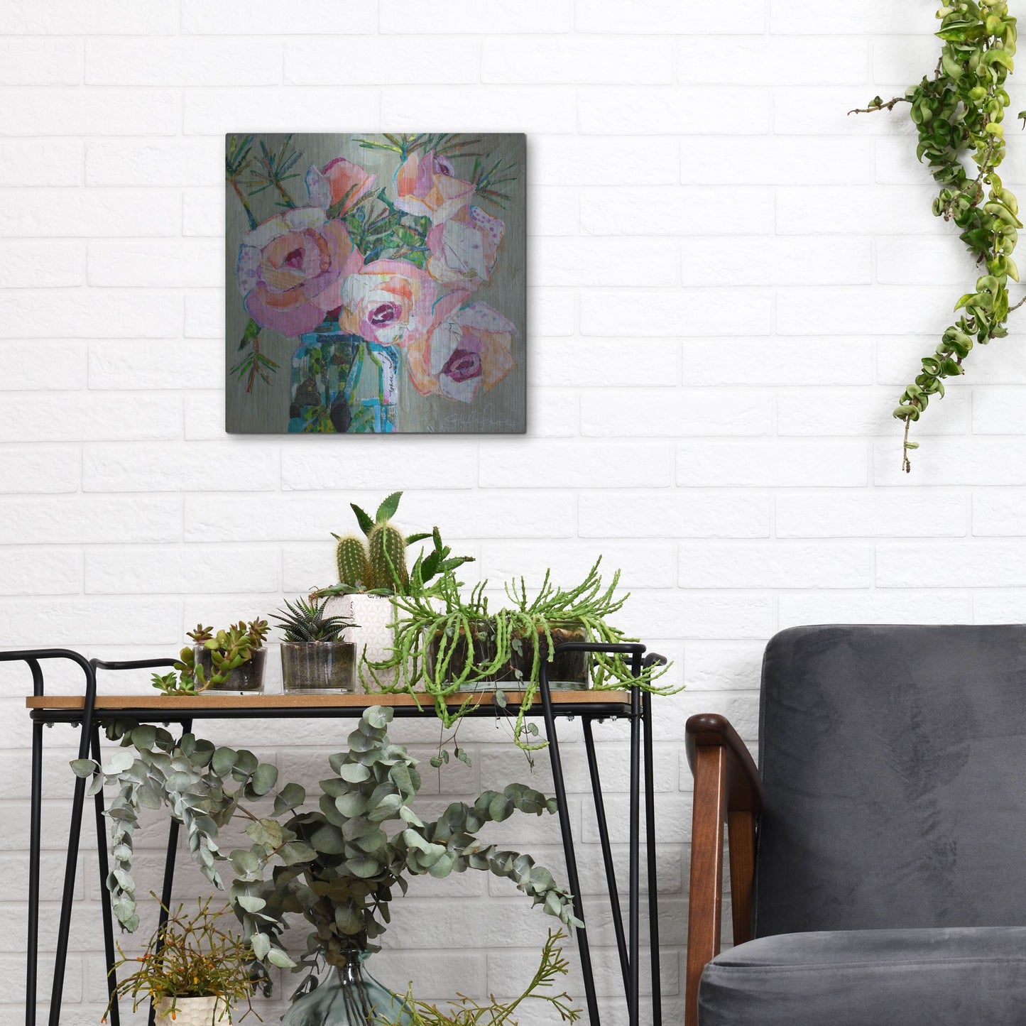 Luxe Metal Art 'Pink Pearl' by St. Hilaire Elizabeth, Metal Wall Art,12x12