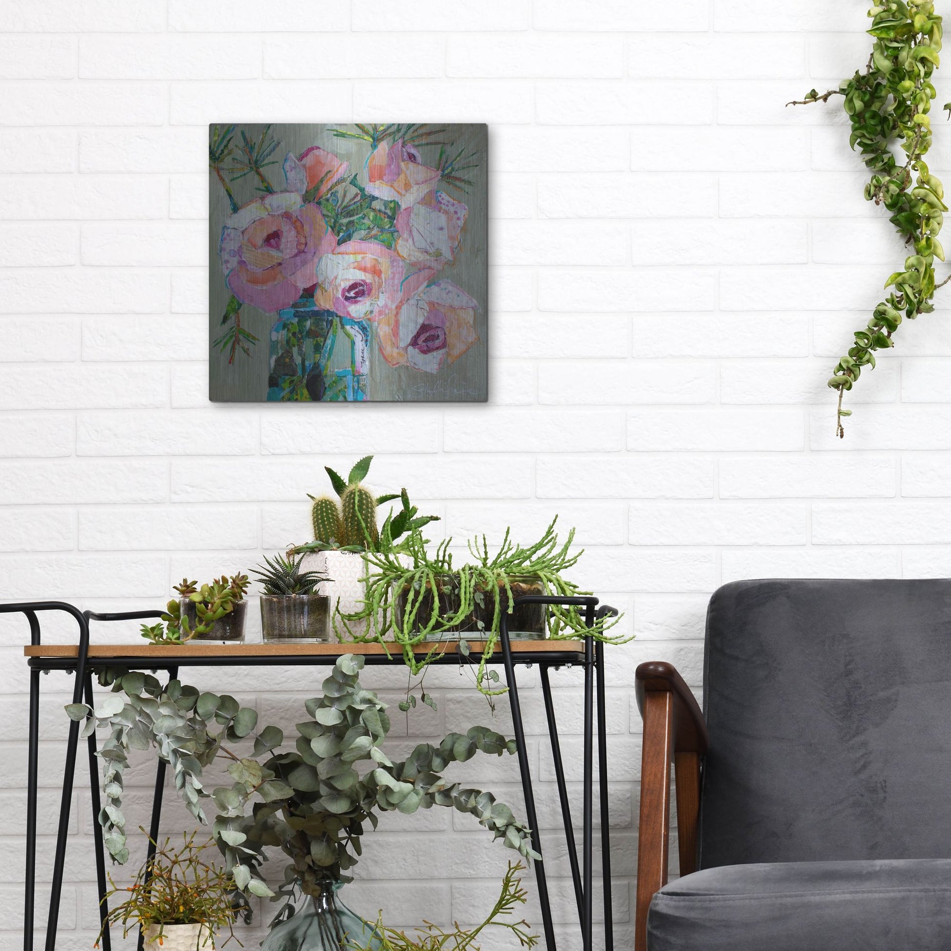 Luxe Metal Art 'Pink Pearl' by St. Hilaire Elizabeth, Metal Wall Art,12x12