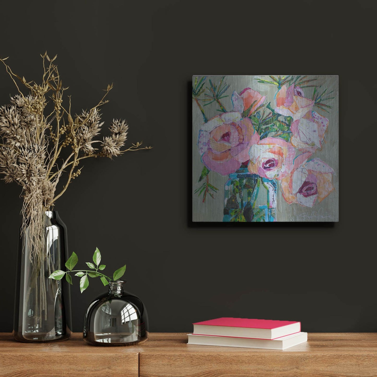 Luxe Metal Art 'Pink Pearl' by St. Hilaire Elizabeth, Metal Wall Art,12x12