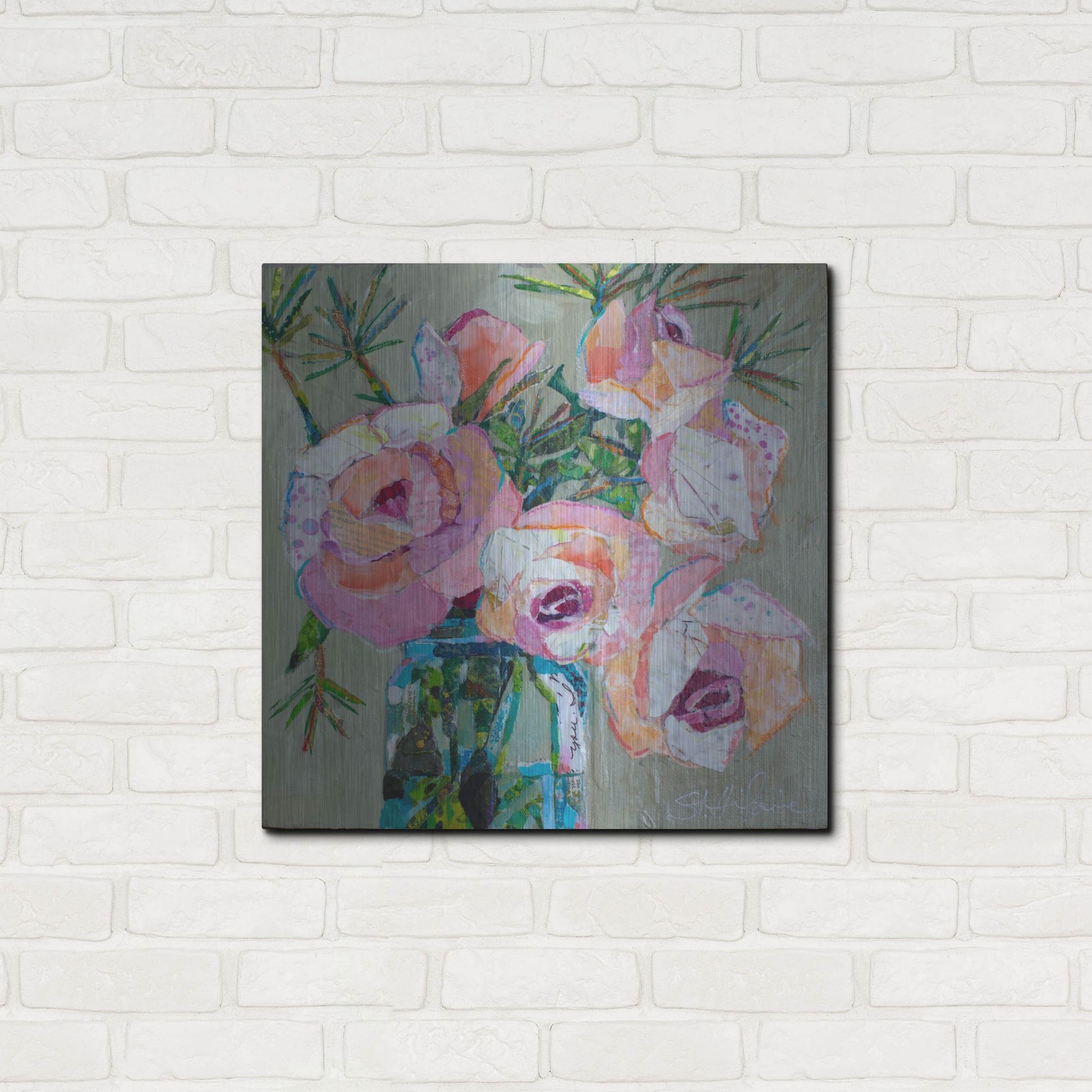 Luxe Metal Art 'Pink Pearl' by St. Hilaire Elizabeth, Metal Wall Art,24x24