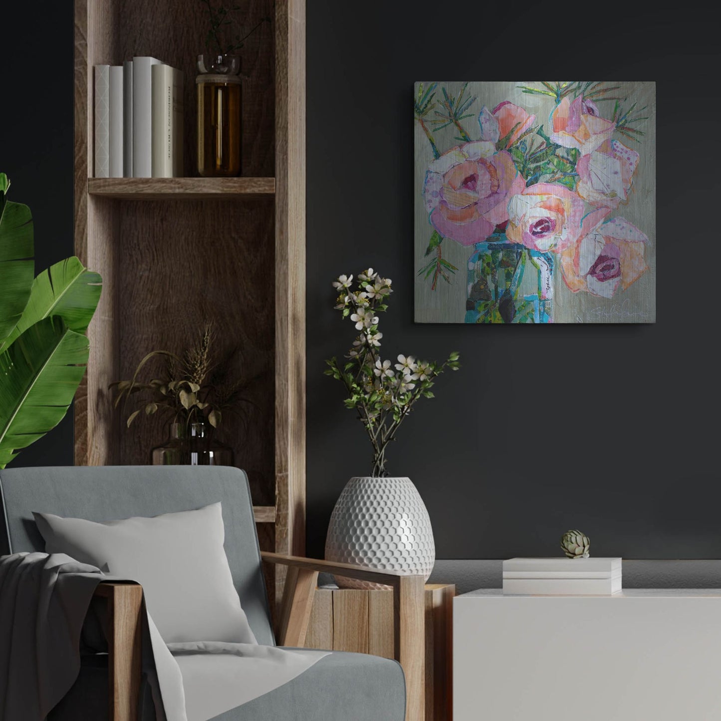 Luxe Metal Art 'Pink Pearl' by St. Hilaire Elizabeth, Metal Wall Art,24x24