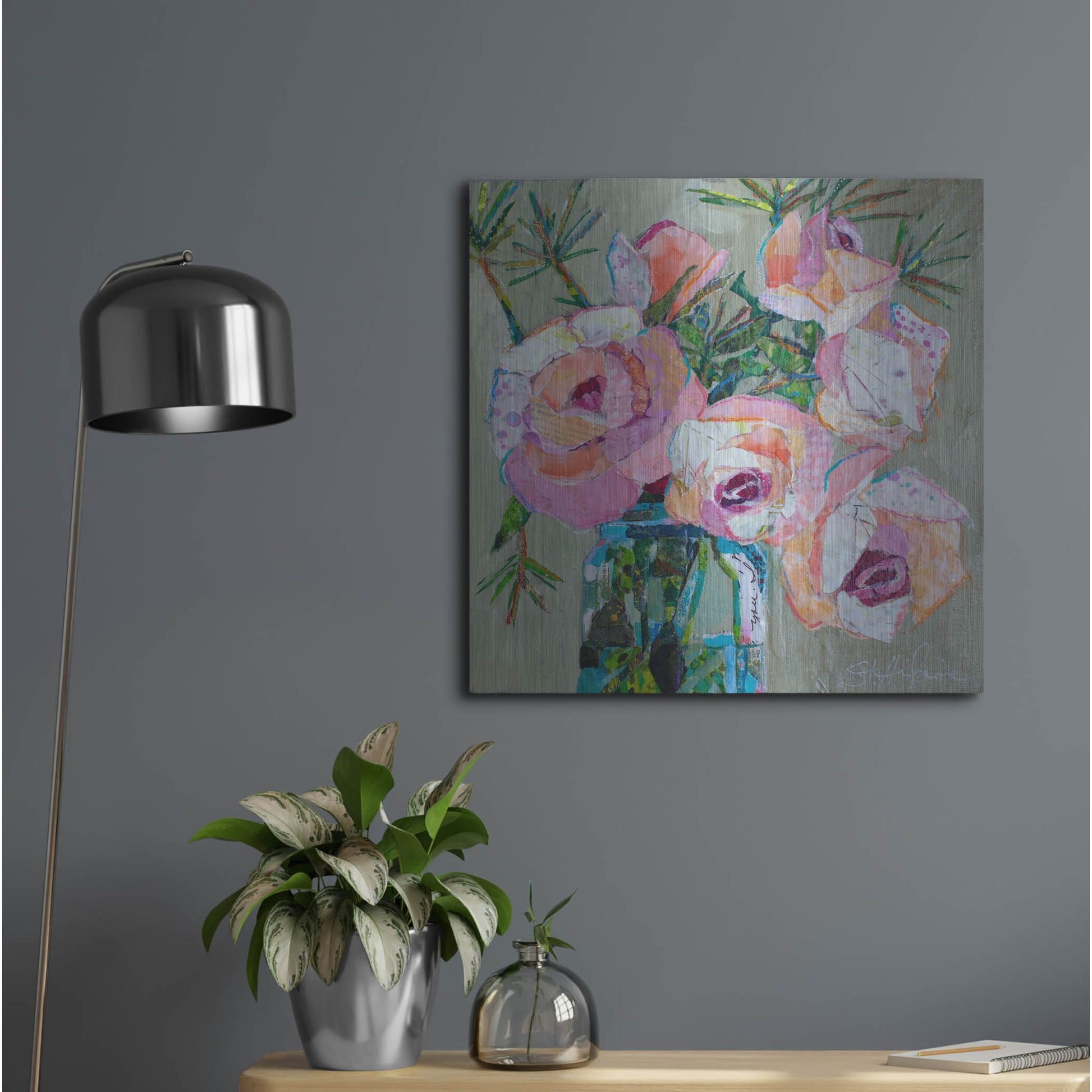 Luxe Metal Art 'Pink Pearl' by St. Hilaire Elizabeth, Metal Wall Art,24x24