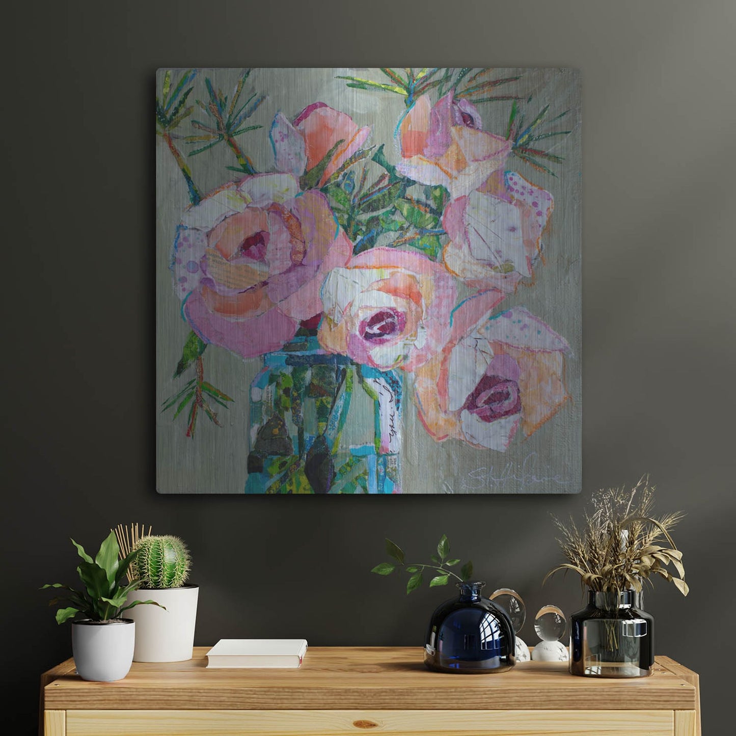 Luxe Metal Art 'Pink Pearl' by St. Hilaire Elizabeth, Metal Wall Art,24x24