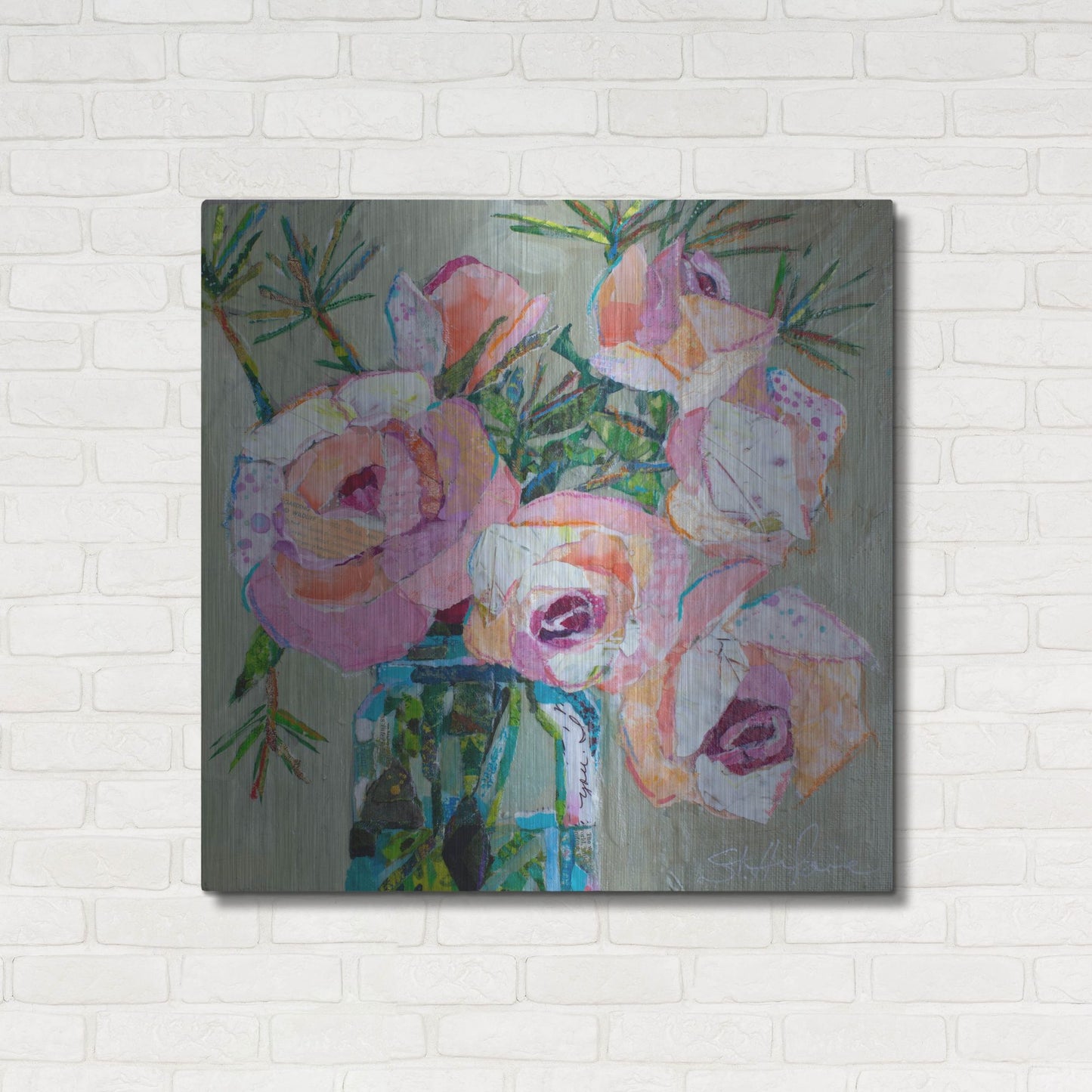 Luxe Metal Art 'Pink Pearl' by St. Hilaire Elizabeth, Metal Wall Art,36x36