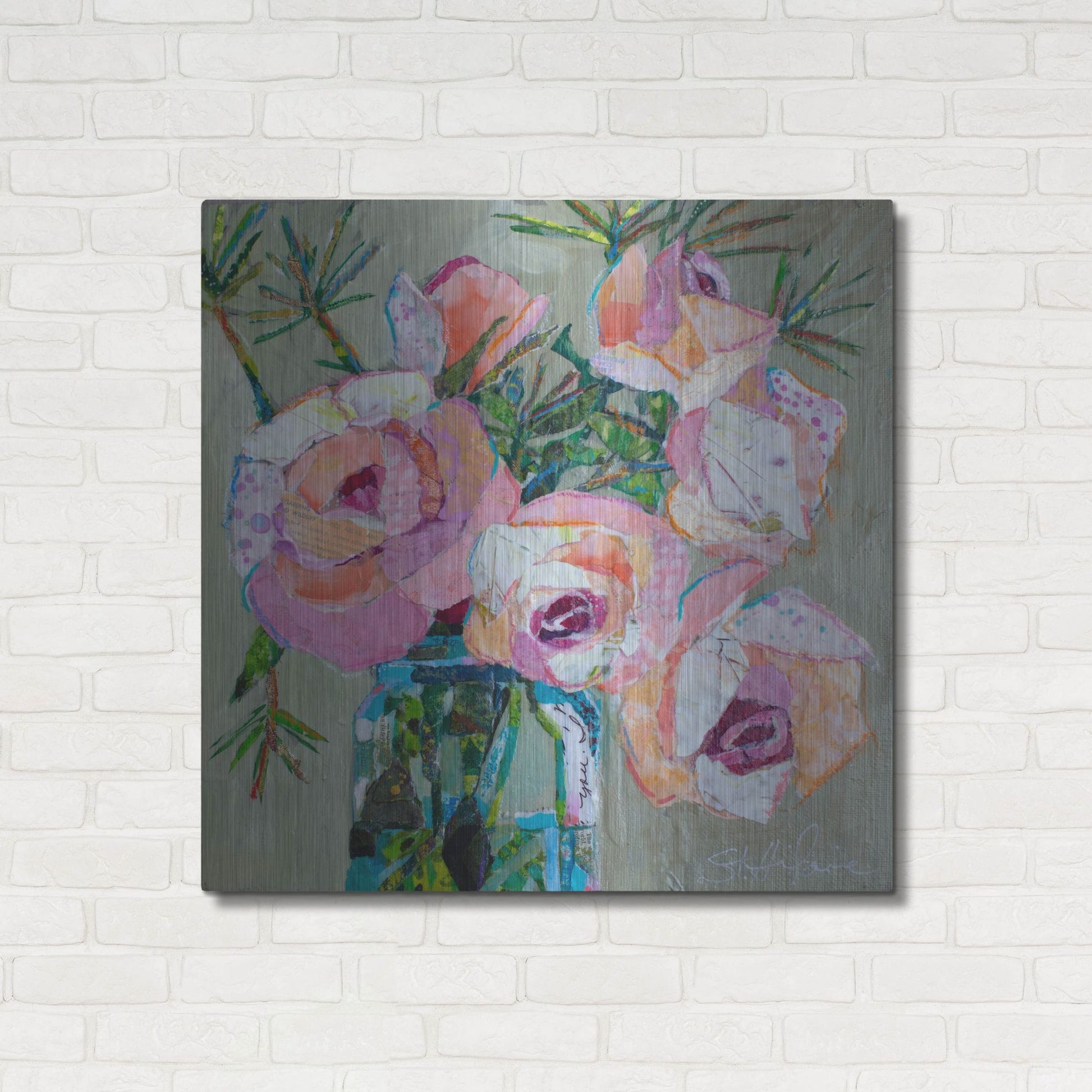 Luxe Metal Art 'Pink Pearl' by St. Hilaire Elizabeth, Metal Wall Art,36x36