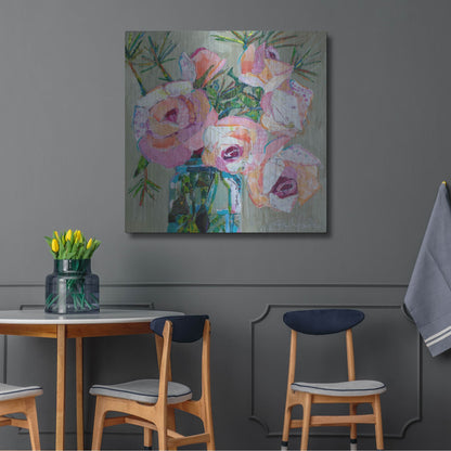 Luxe Metal Art 'Pink Pearl' by St. Hilaire Elizabeth, Metal Wall Art,36x36