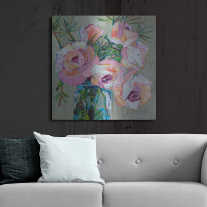 Luxe Metal Art 'Pink Pearl' by St. Hilaire Elizabeth, Metal Wall Art,36x36