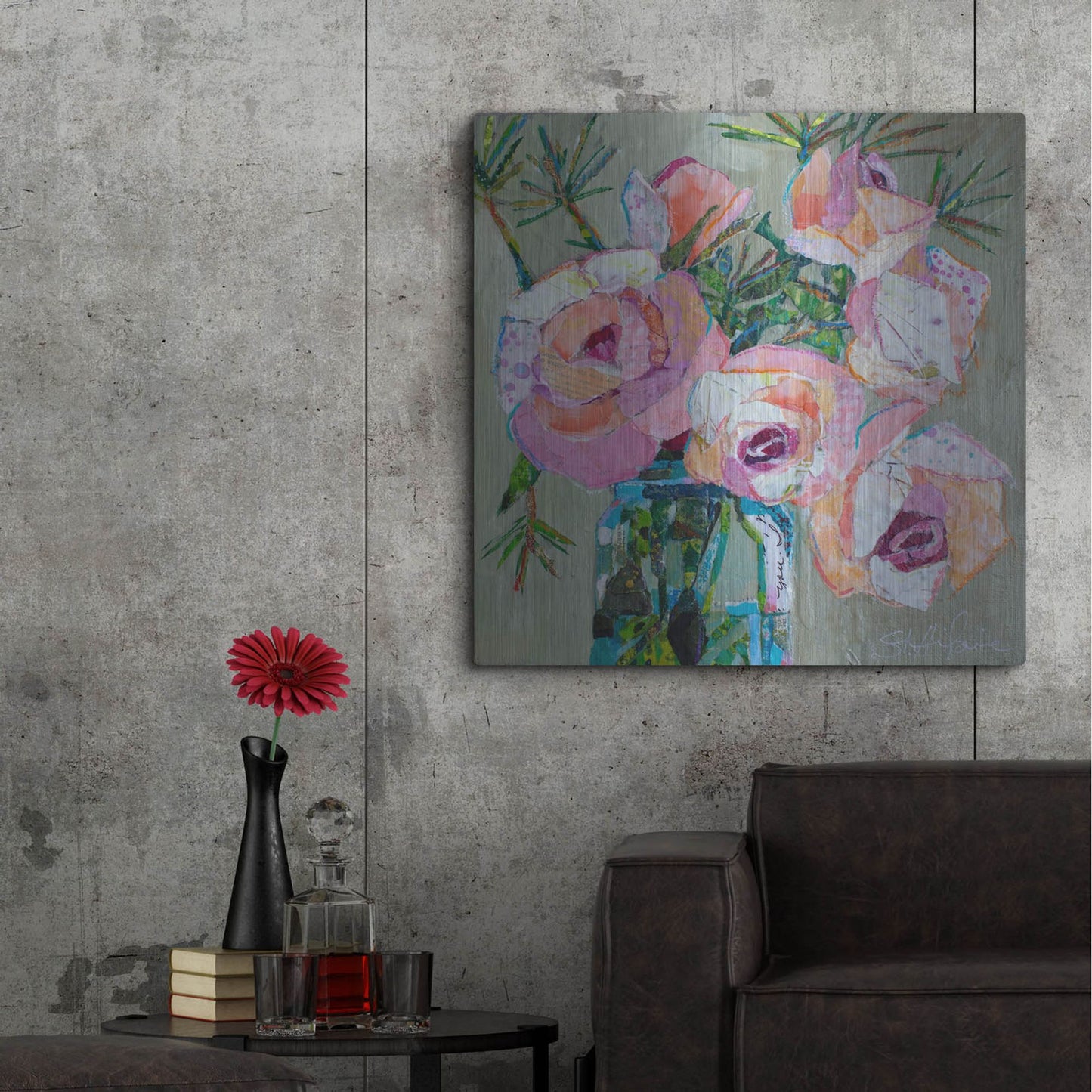 Luxe Metal Art 'Pink Pearl' by St. Hilaire Elizabeth, Metal Wall Art,36x36