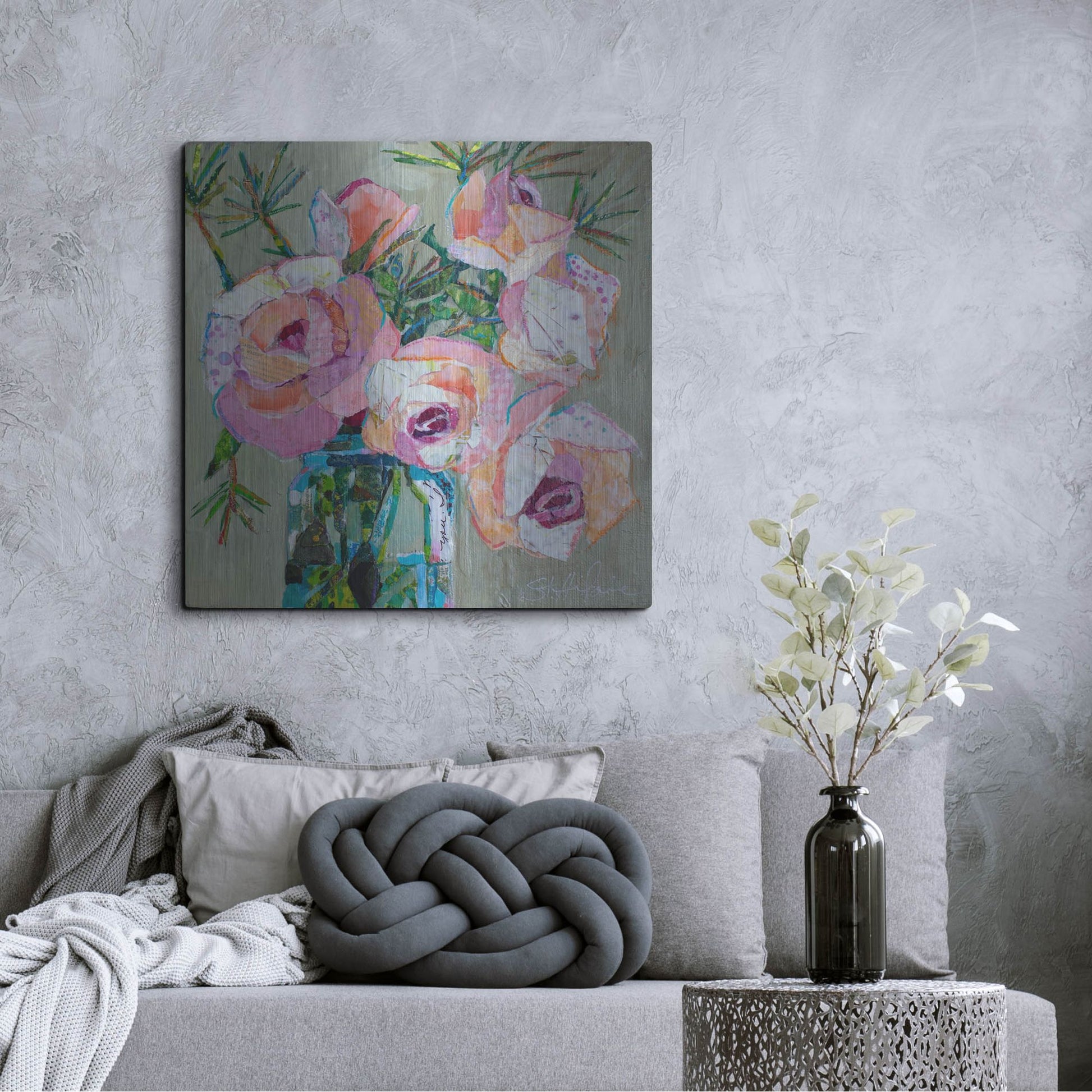 Luxe Metal Art 'Pink Pearl' by St. Hilaire Elizabeth, Metal Wall Art,36x36