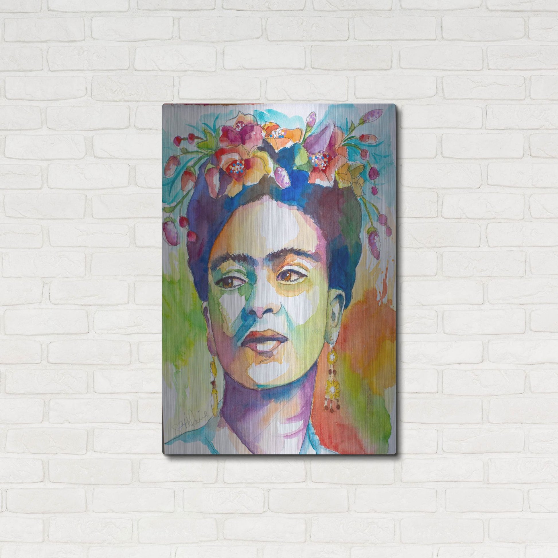 Luxe Metal Art 'Frida with Side Glance' by St. Hilaire Elizabeth, Metal Wall Art,24x36