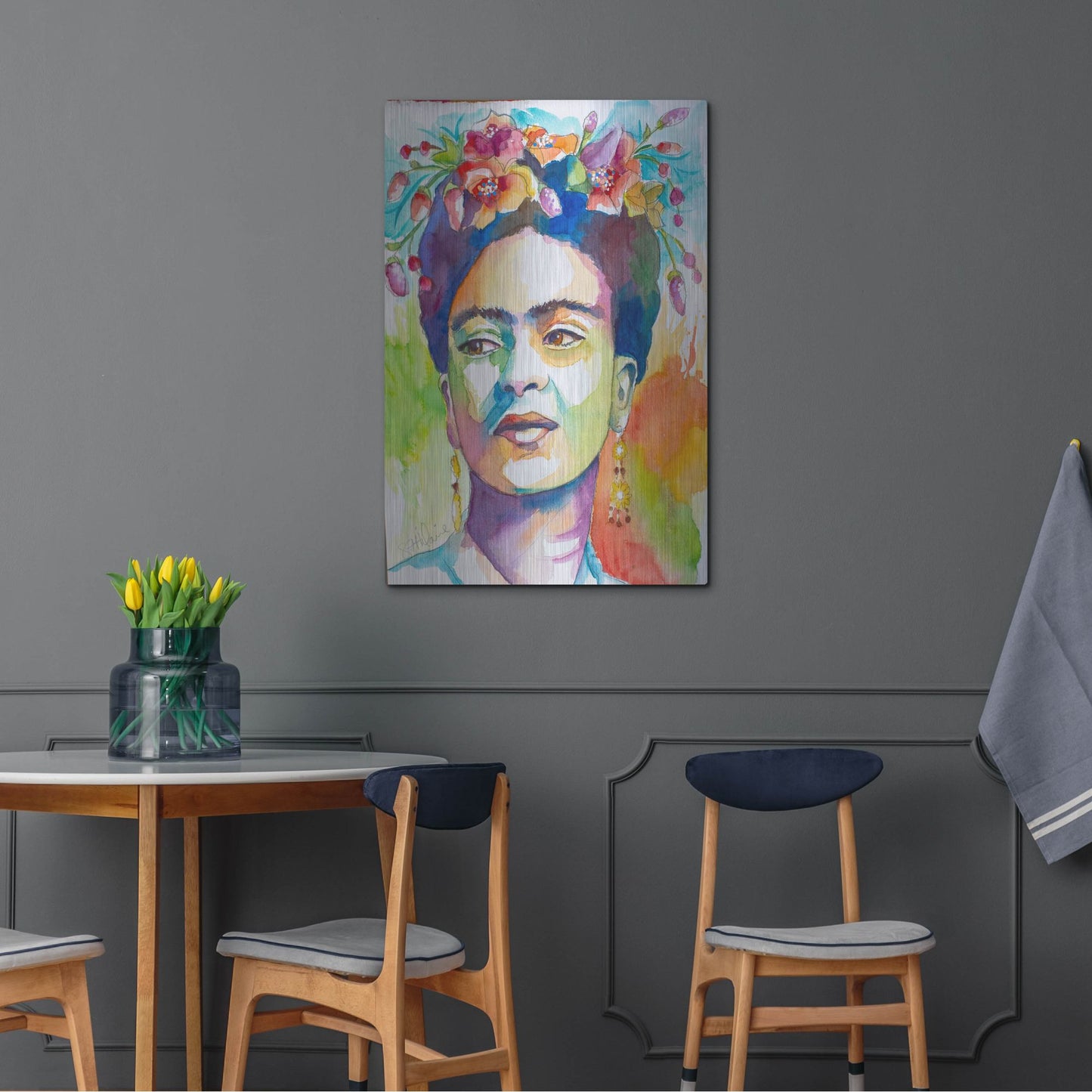 Luxe Metal Art 'Frida with Side Glance' by St. Hilaire Elizabeth, Metal Wall Art,24x36