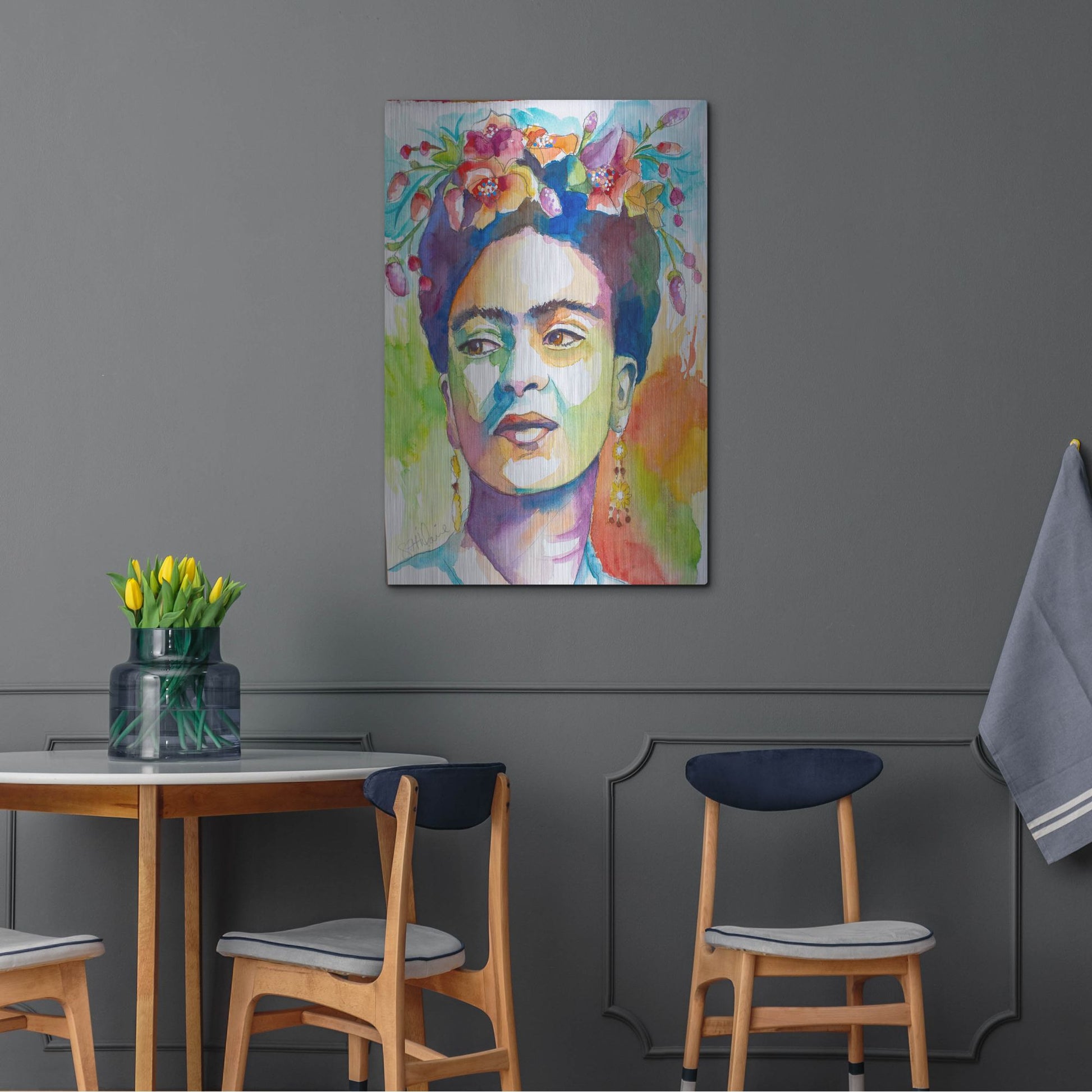 Luxe Metal Art 'Frida with Side Glance' by St. Hilaire Elizabeth, Metal Wall Art,24x36