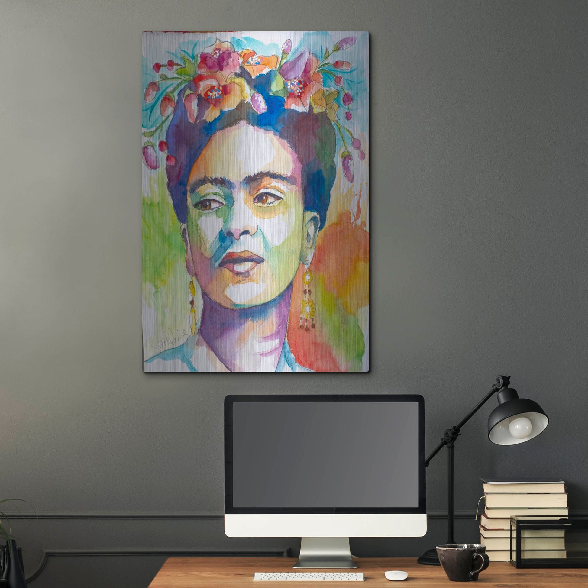 Luxe Metal Art 'Frida with Side Glance' by St. Hilaire Elizabeth, Metal Wall Art,24x36