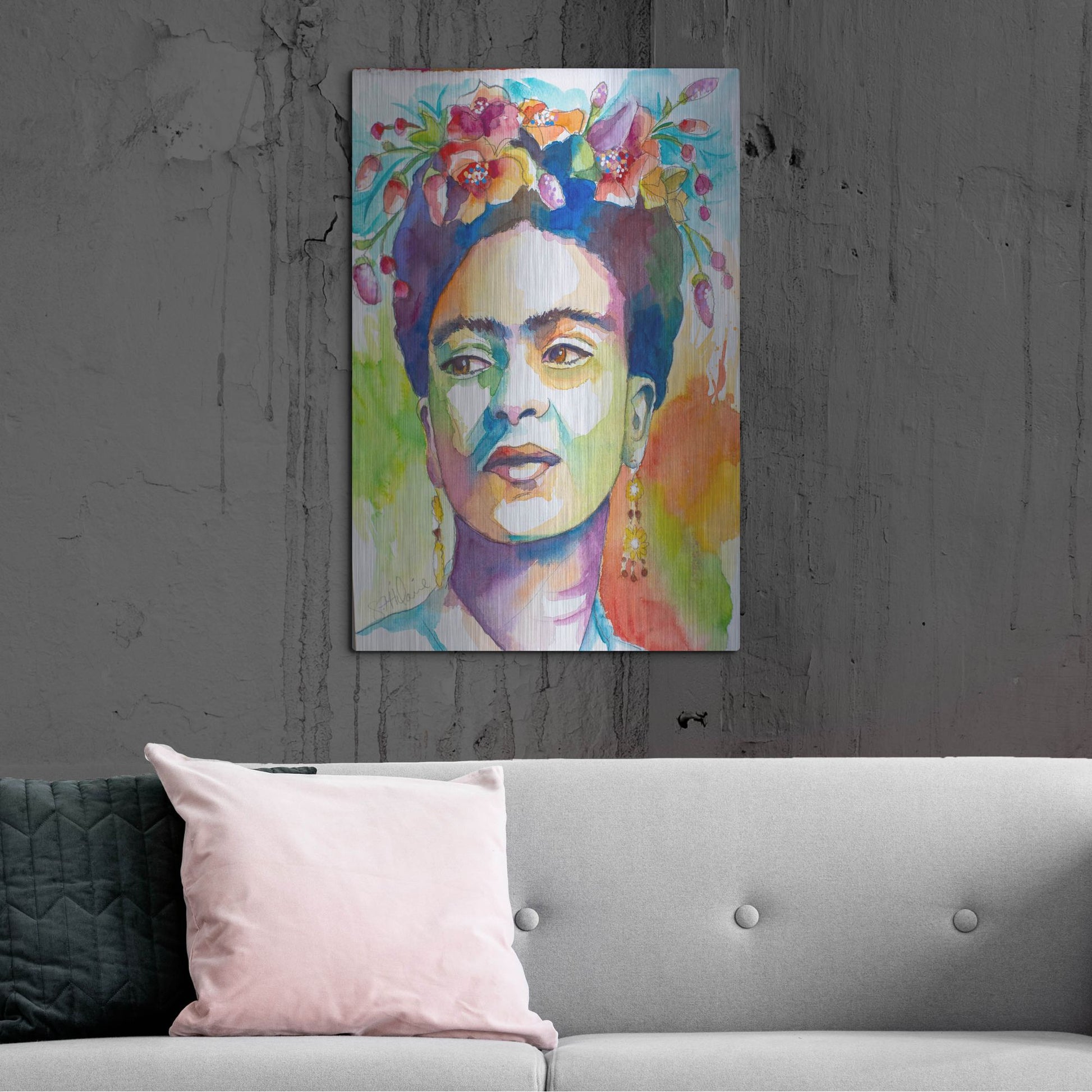 Luxe Metal Art 'Frida with Side Glance' by St. Hilaire Elizabeth, Metal Wall Art,24x36