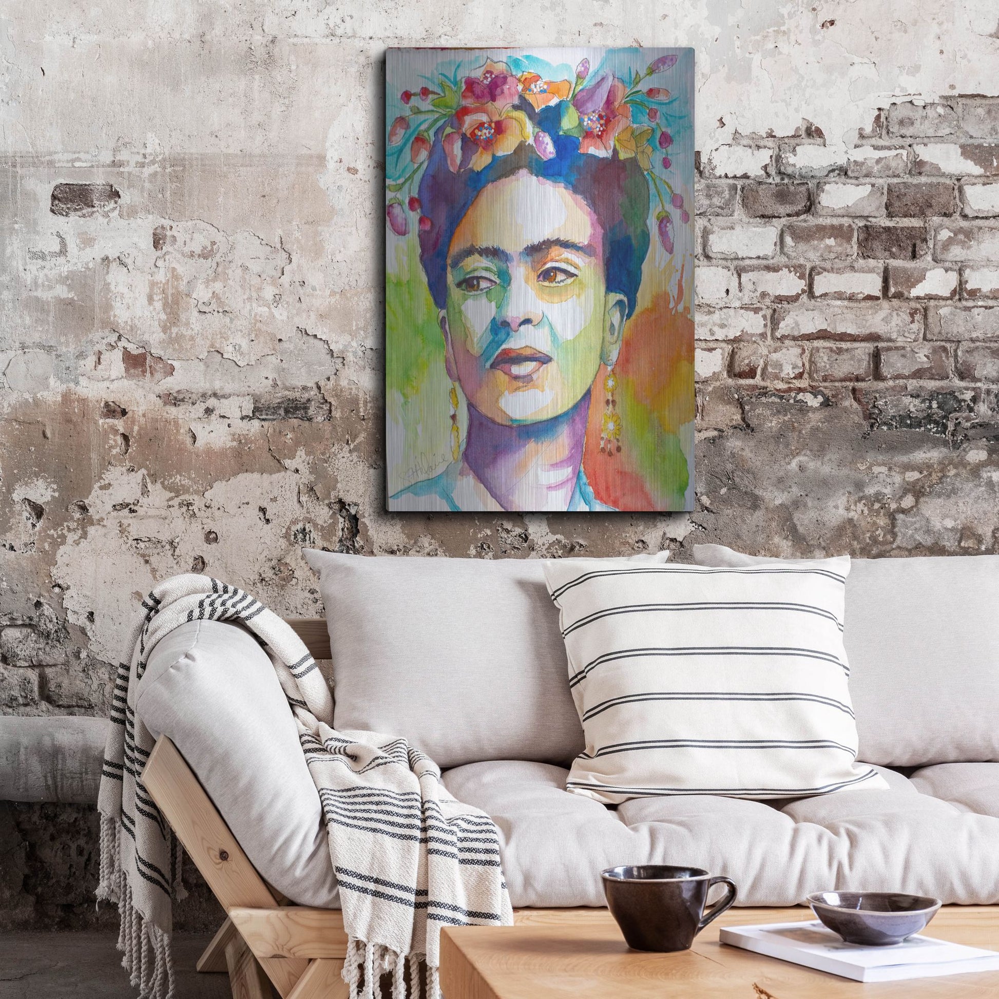 Luxe Metal Art 'Frida with Side Glance' by St. Hilaire Elizabeth, Metal Wall Art,24x36