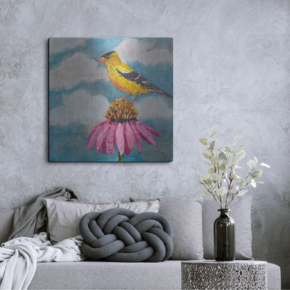 Luxe Metal Art 'Blue Sky Finch' by St. Hilaire Elizabeth, Metal Wall Art,36x36