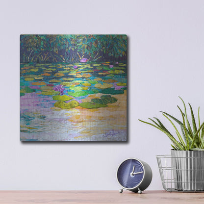 Luxe Metal Art 'Lily Pad Pond' by St. Hilaire Elizabeth, Metal Wall Art,12x12