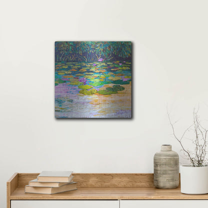 Luxe Metal Art 'Lily Pad Pond' by St. Hilaire Elizabeth, Metal Wall Art,12x12